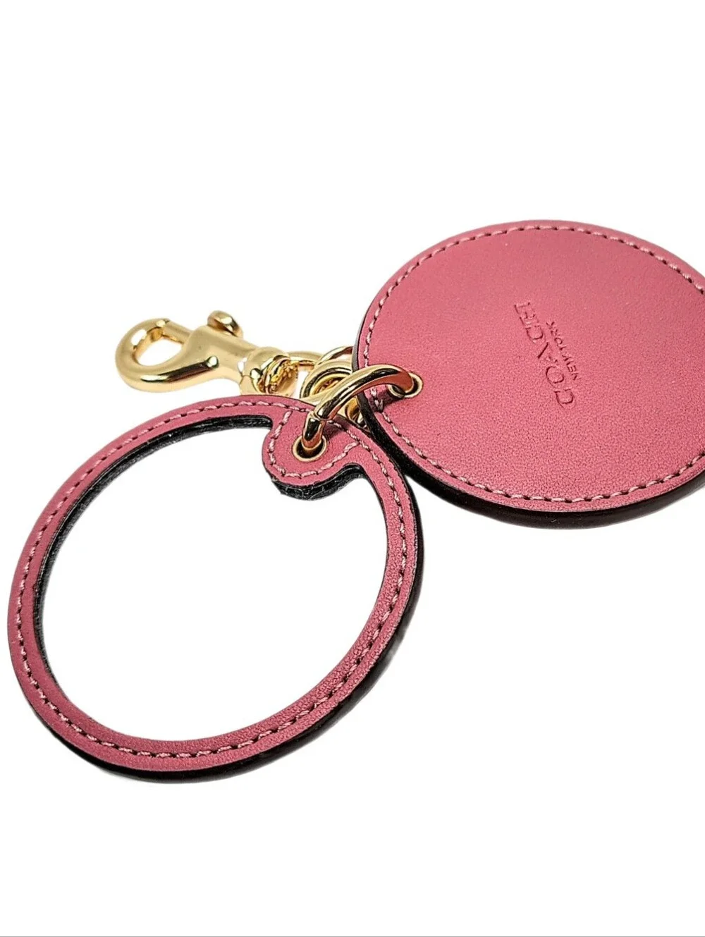 🆕 Coach Pink Lemonade Signature C Mirror Bag Charm Keyring Purse Fob Keychain